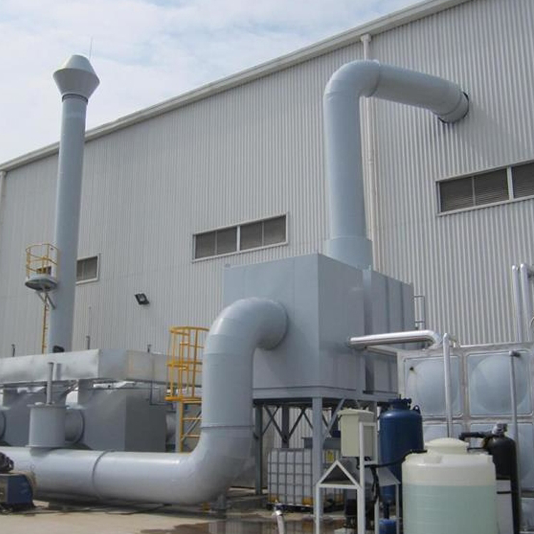 玻璃钢酸雾净化塔,具有阻力小、能耗省、噪音低、处理效率高,能处理氯化氢(HCL)、氟化氢气体(HF)、氨气(NH3)、硫酸雾(H2SO4)、铬酸雾(CrO3)、氰氢酸气、(HCF)、碱蒸气(NaOH)、硫化氢气体(H2S)等气体的新型净化塔,它具有净化效率高、结构紧凑、占地面积小、耐腐蚀、耐老化性能好,重量轻的特点,适用于排放一定浓度的腐蚀性酸雾气体,主要用于化工、电子、医院、学院、研究中心等场所。 玻璃钢酸雾净化塔,具有阻力小、能耗省、噪音低、处理效率高,能处理氯化氢(HCL)、氟化氢气体(HF)、氨气(NH3)、硫酸雾(H2SO4)、铬酸雾(CrO3)、氰氢酸气、(HCF)、碱蒸气(NaOH)、硫化氢气体(H2S)等气体的新型净化塔,它具有净化效率高、结构紧凑、占地面积小、耐腐蚀、耐老化性能好,重量轻的特点,适用于排放一定浓度的腐蚀性酸雾气体,主要用于化工、电子、医院、学院、研究中心等场所。